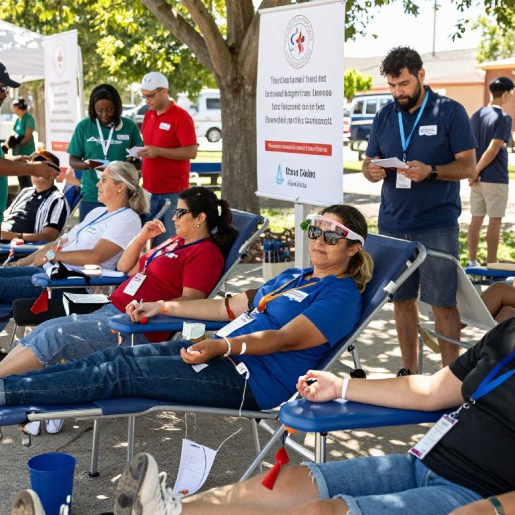 Community members participating in a blood drive in Kansas City.