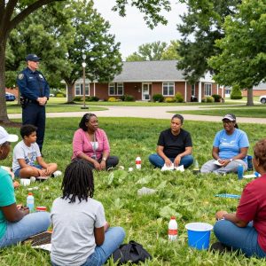 Community members engaging in safety programs in Kansas City, Kansas.