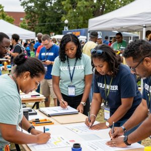 Community members in Kansas City working together on a local project