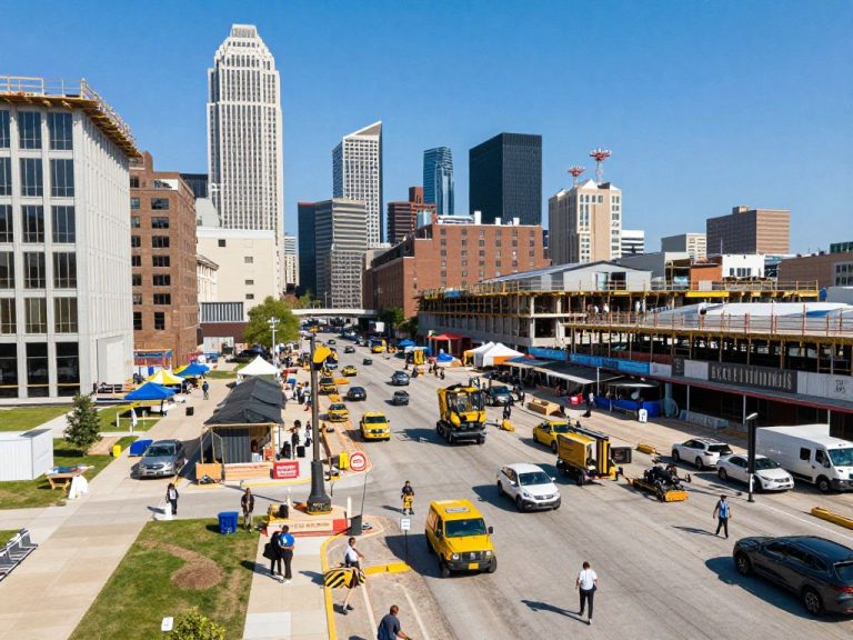 Construction scene in Kansas City in preparation for the World Cup
