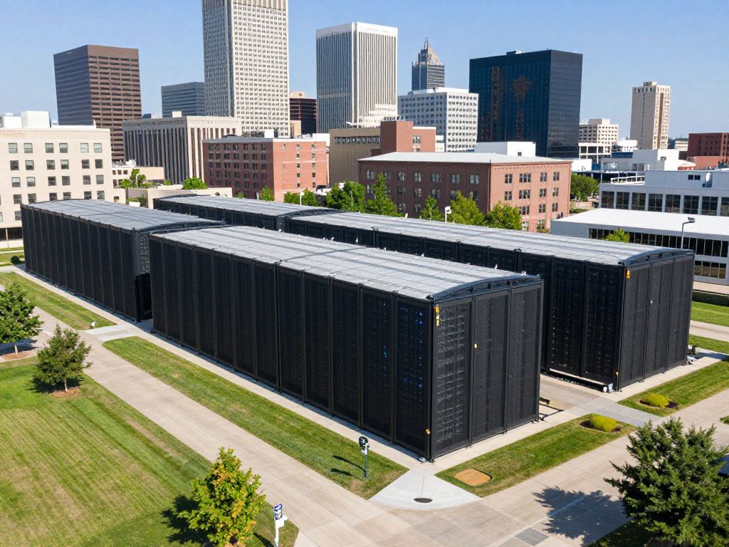 View of Kansas City with data centers and urban development