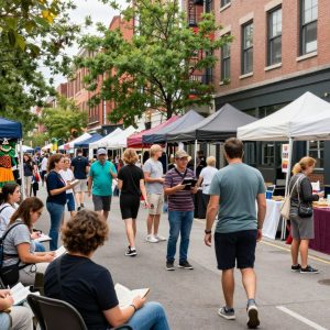 A collage of community events in Kansas City, including cultural festivals and literary gatherings.