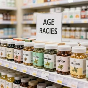 Display of regulated kratom products in Kansas City store