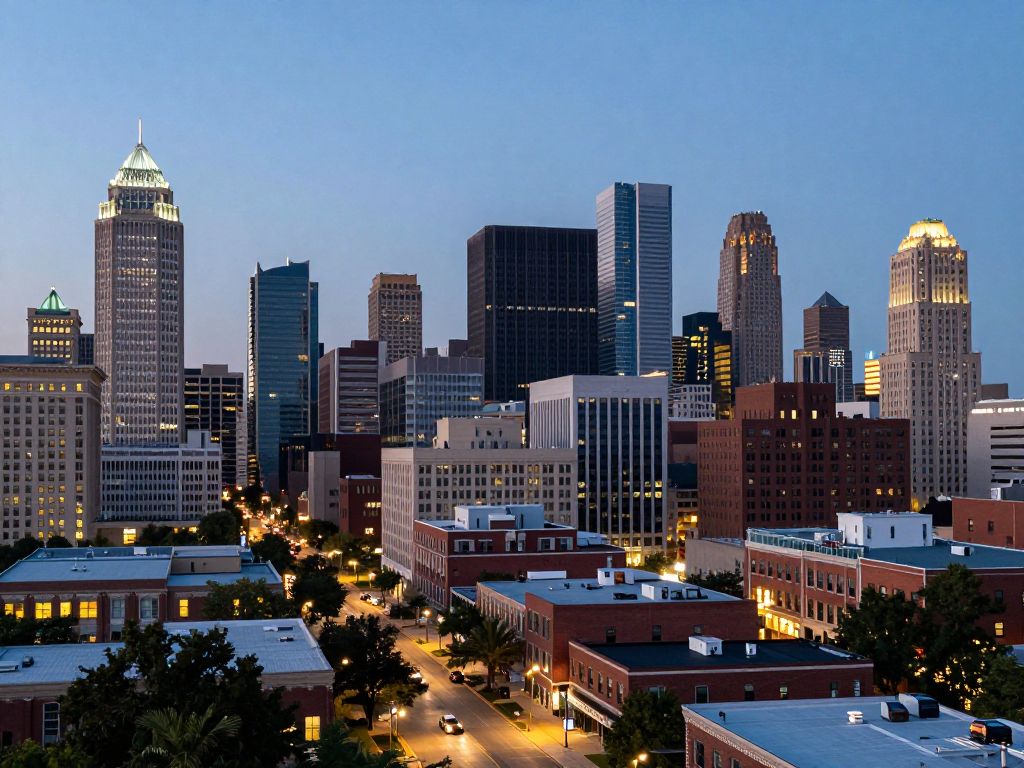 Kansas City skyline at dusk highlighting economic growth