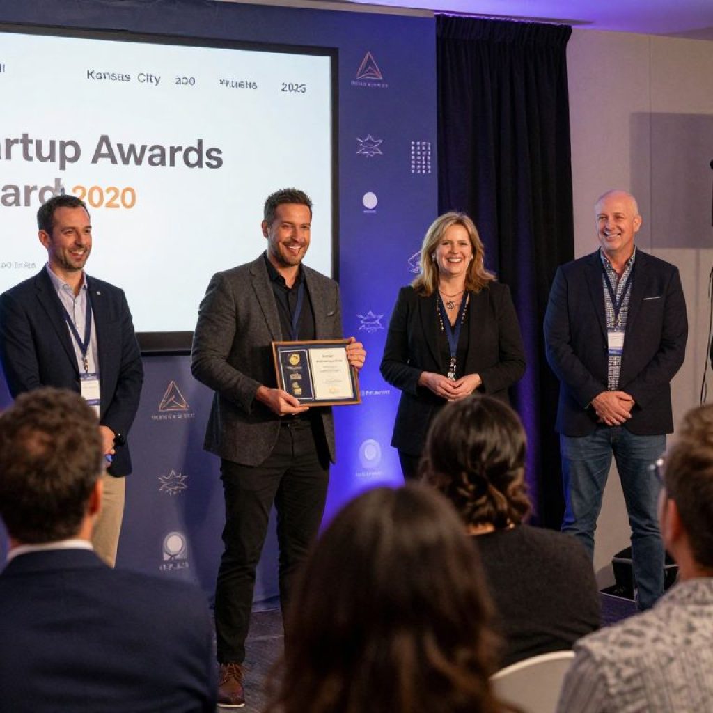 Attendees celebrating at Kansas City startup awards event