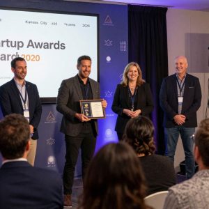 Attendees celebrating at Kansas City startup awards event