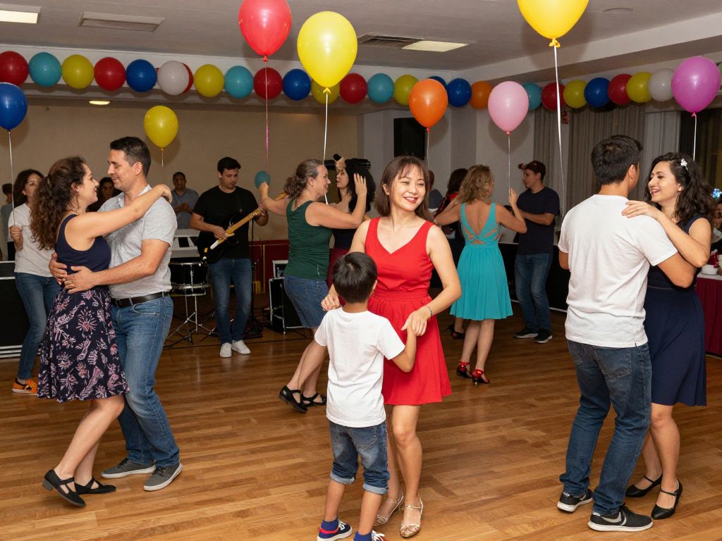 Families dancing together at the inclusive sweetheart dance in Kansas City