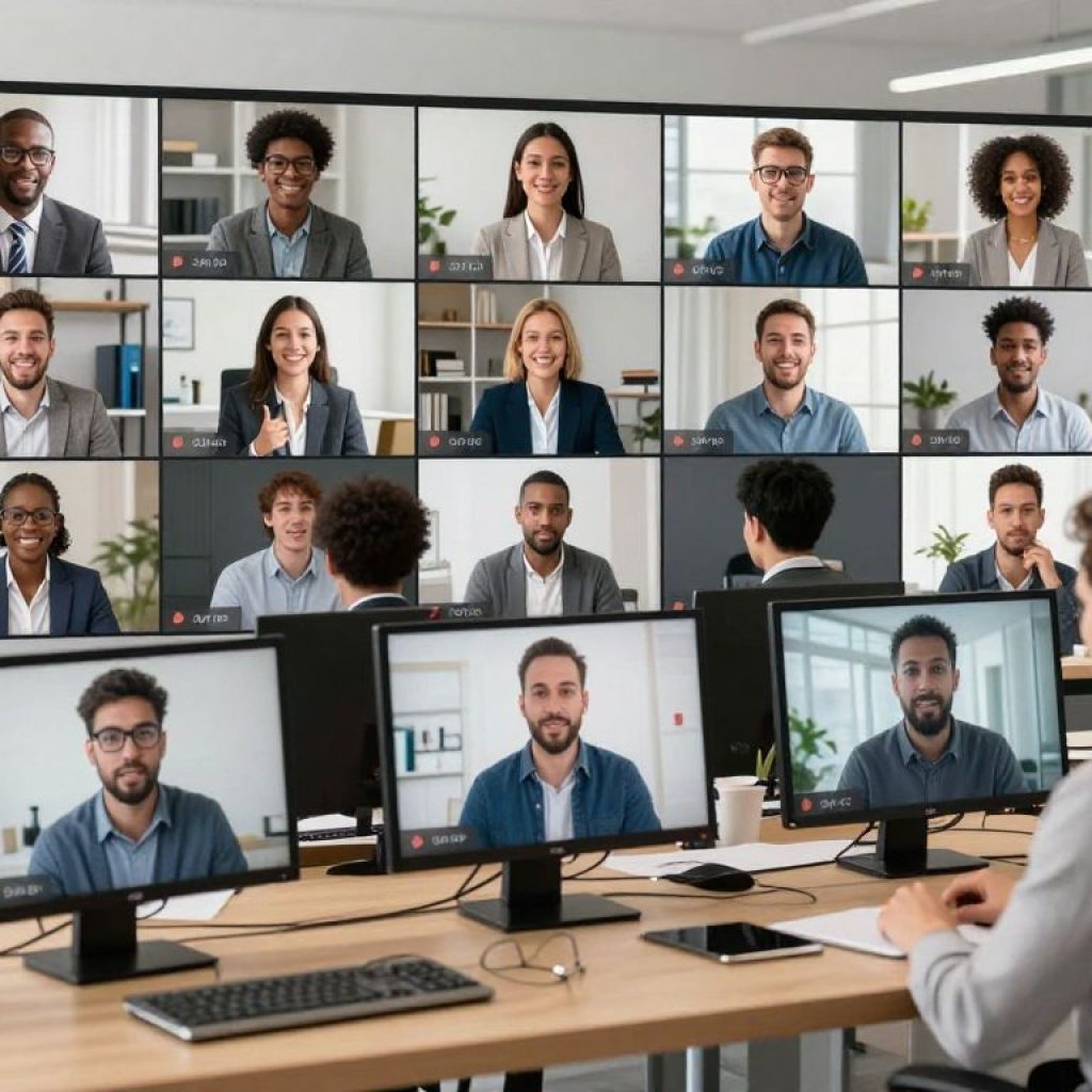 Participants engaging in a virtual job fair setting.