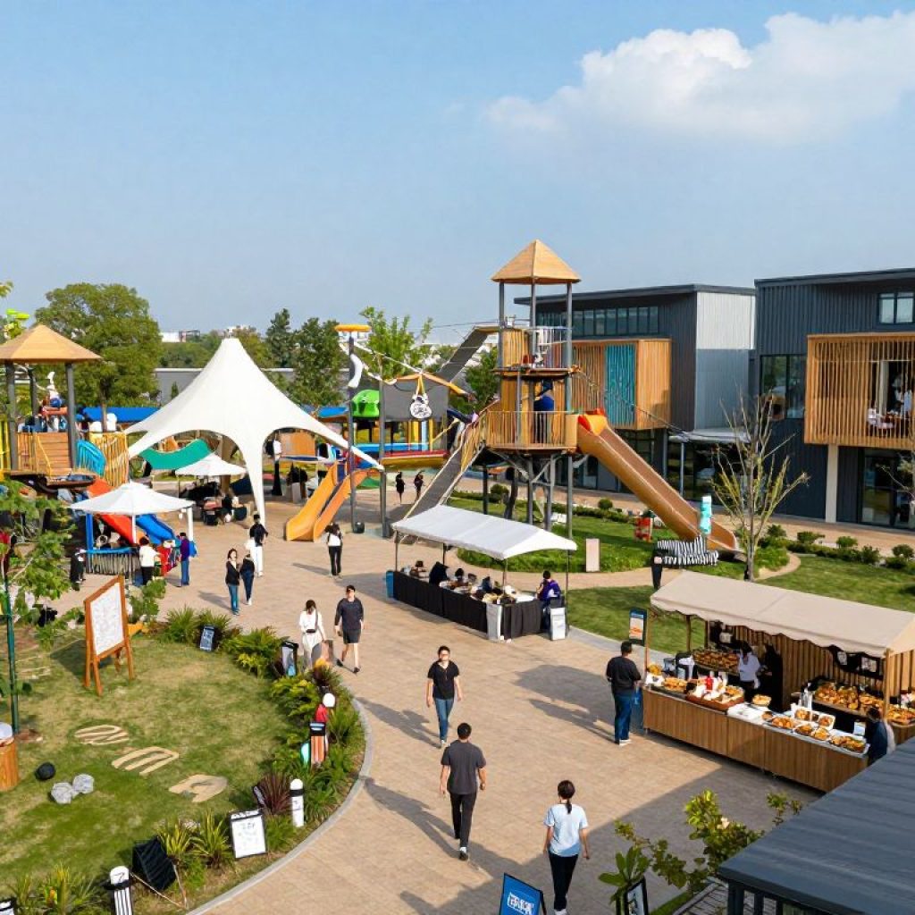 Rendering of the Metro North Crossing expansion featuring new restaurants and an adventure park