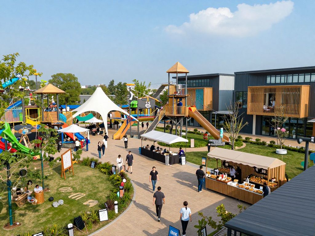 Rendering of the Metro North Crossing expansion featuring new restaurants and an adventure park