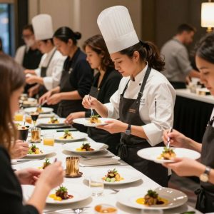 Guests enjoying MUSE dining event with women chefs and food pairings