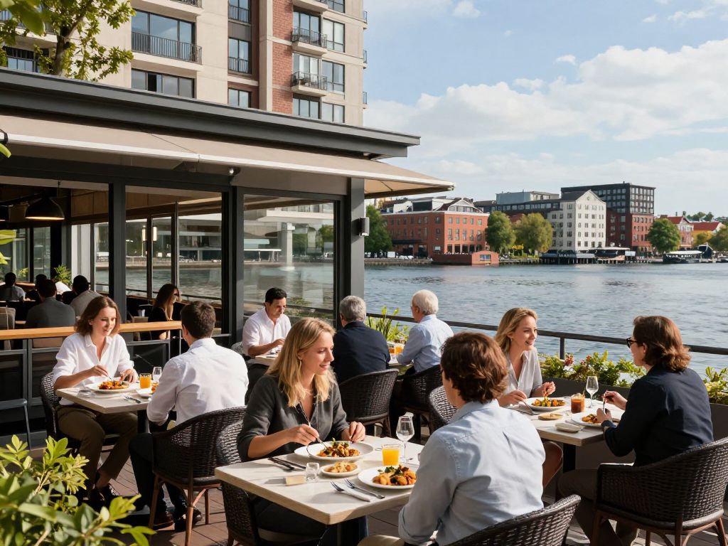 Exterior view of the new Italian restaurant at Current Landing in Kansas City.
