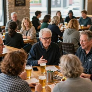 Residents participating in the Let's Talk event at Red Crow Brewing Company.