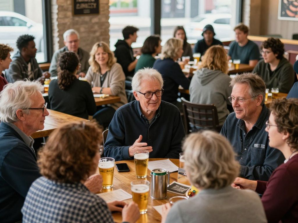 Residents participating in the Let's Talk event at Red Crow Brewing Company.