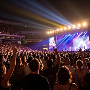 Post Malone and Jelly Roll concert performance at Kauffman Stadium.