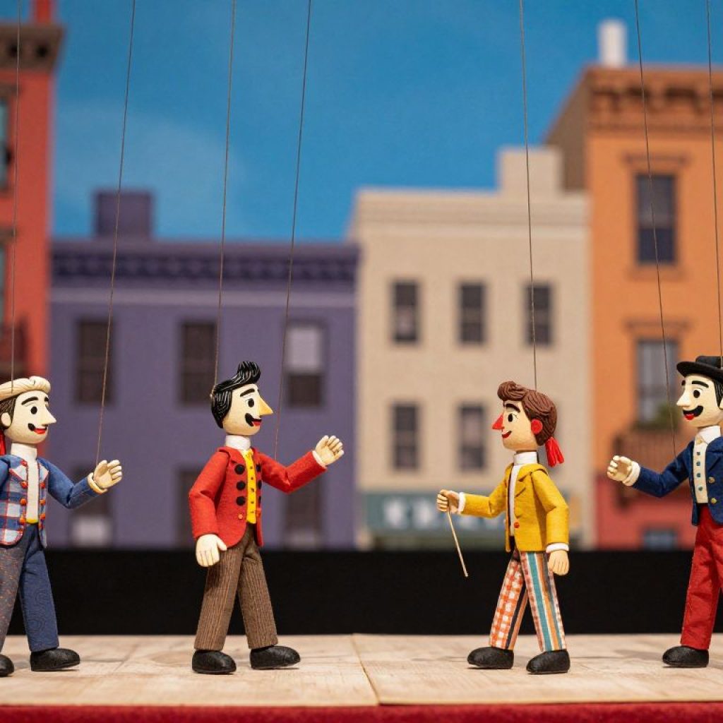 Marionettes performing on stage celebrating the 25th anniversary of the Puppetry Arts Institute.