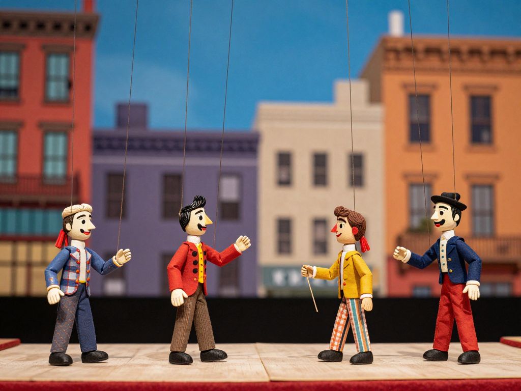 Marionettes performing on stage celebrating the 25th anniversary of the Puppetry Arts Institute.