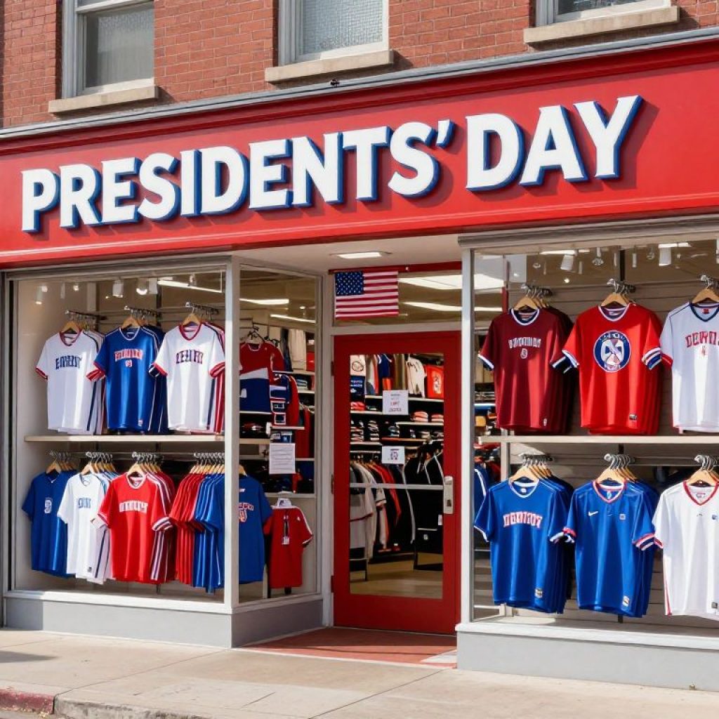 Exterior view of Rally House during Presidents' Day sale