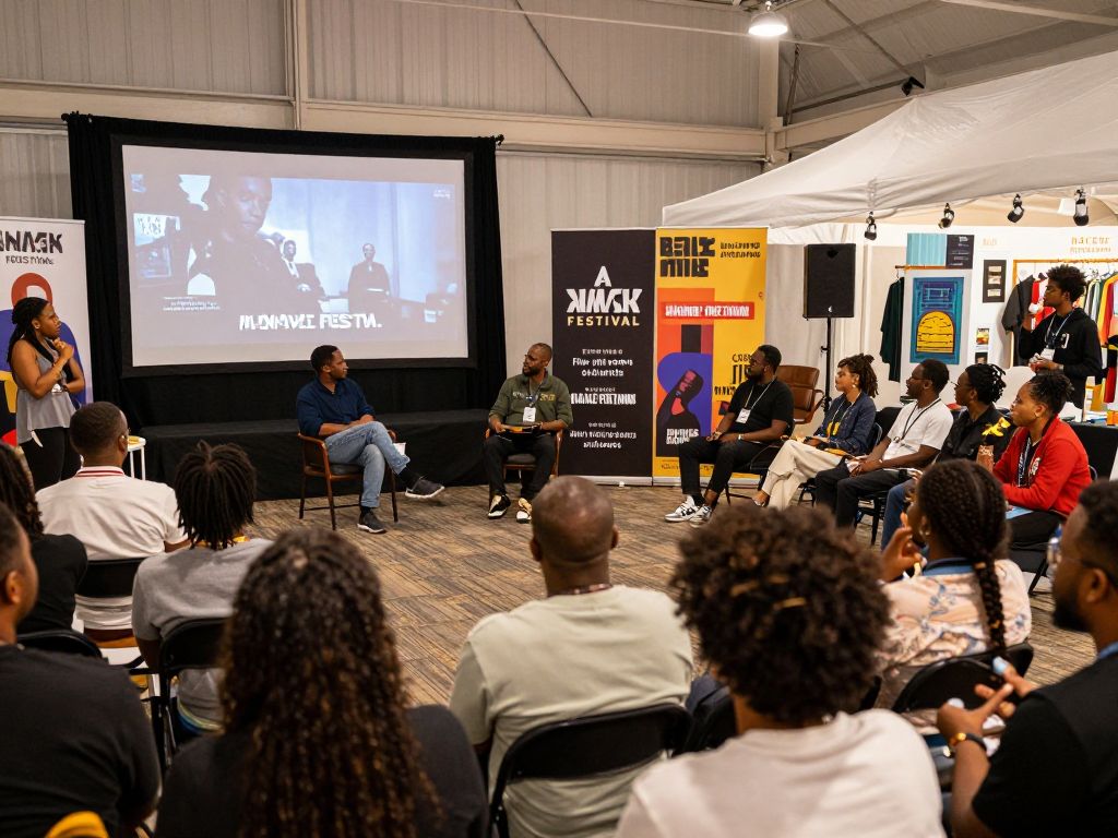 Attendees enjoying the Reel Black Film Fest in Kansas City.
