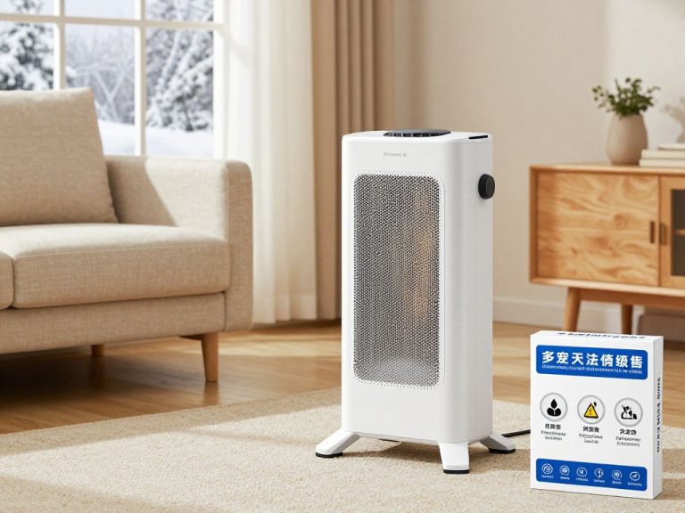 Space heater safely placed in a Kansas City home during winter.