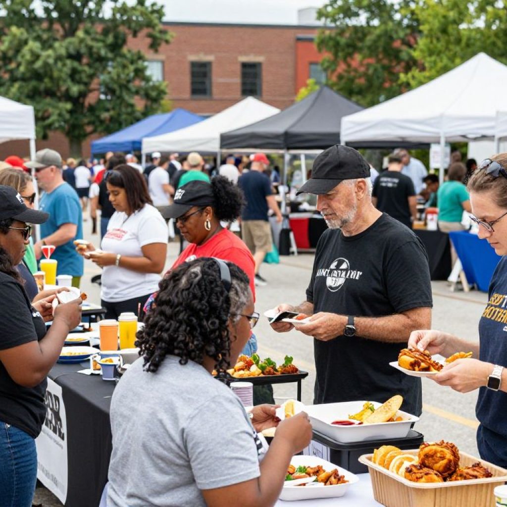 Attendees enjoying local food and drinks at Taste of the Northland event.