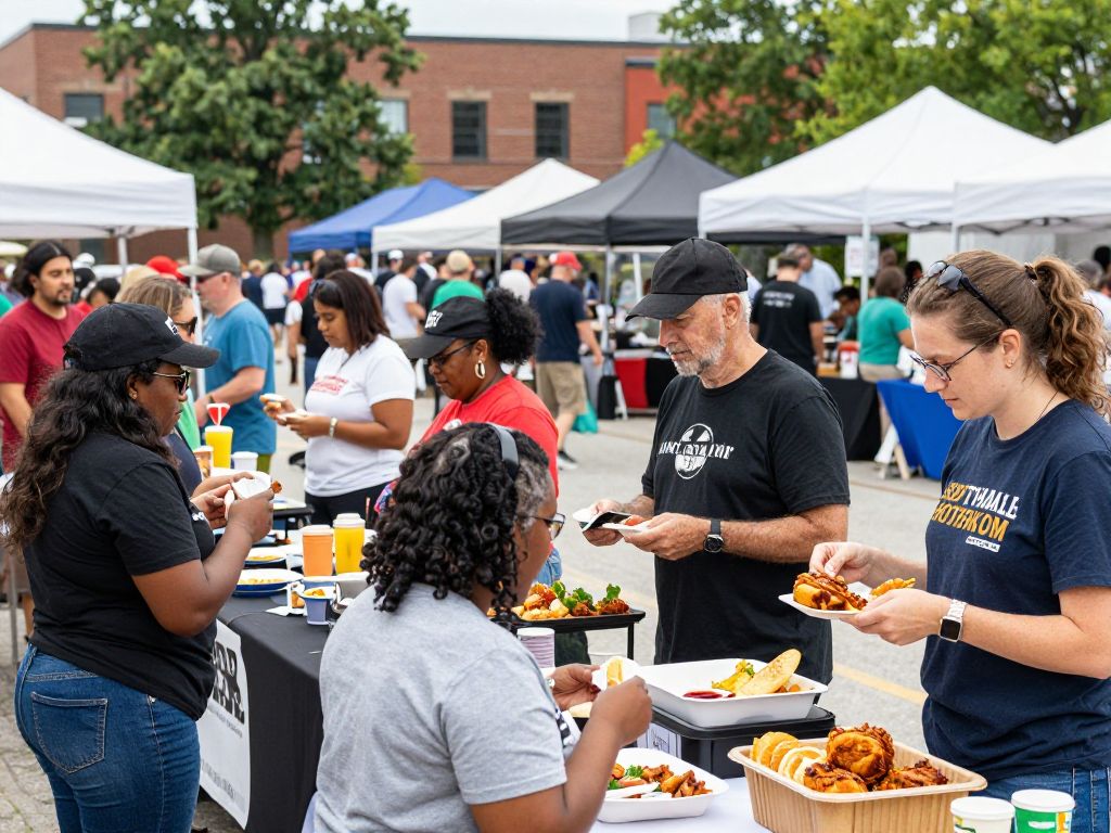 Attendees enjoying local food and drinks at Taste of the Northland event.
