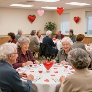 Seniors celebrating at Valentine's Day event